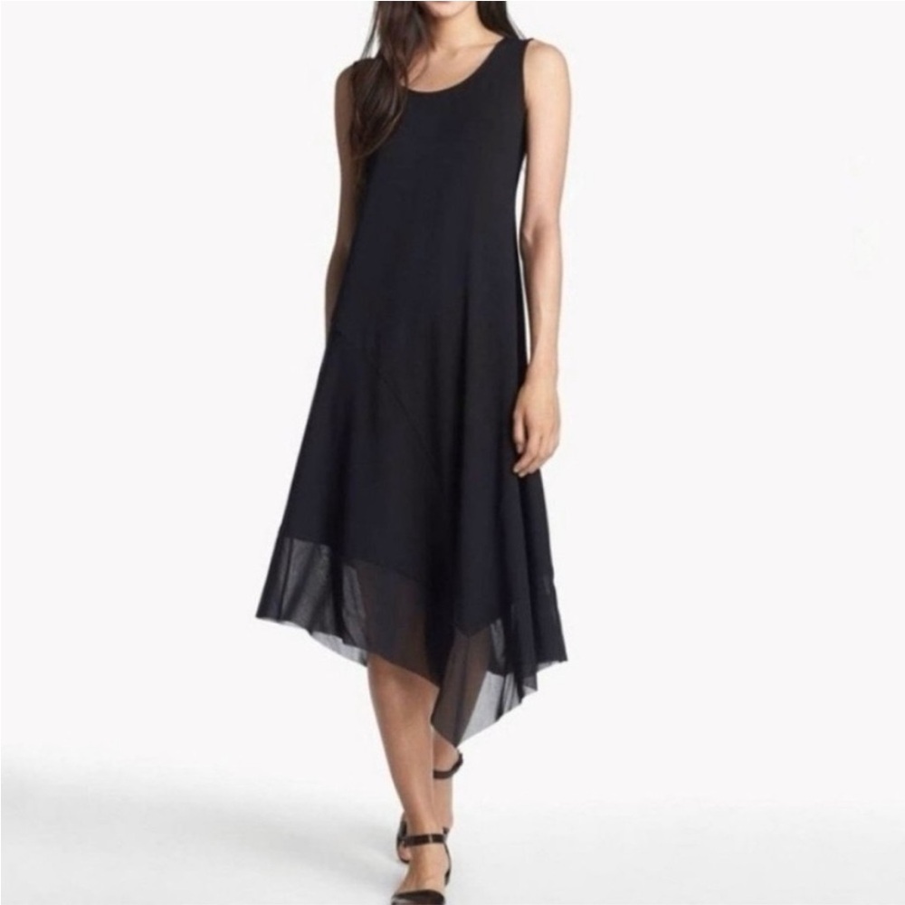 Eileen Fisher Sleeveless handkerchief Hem stretch knit Midi - Large